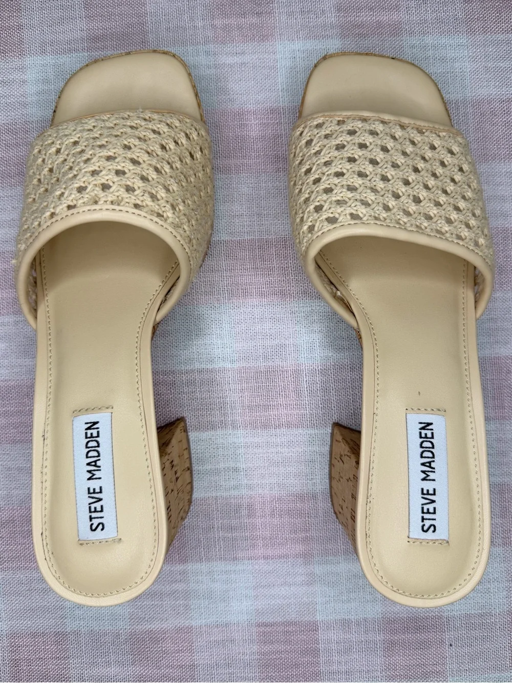 Steve Madden Corah Latticed Cork Platform Slide Sandals Natural Size 8.5